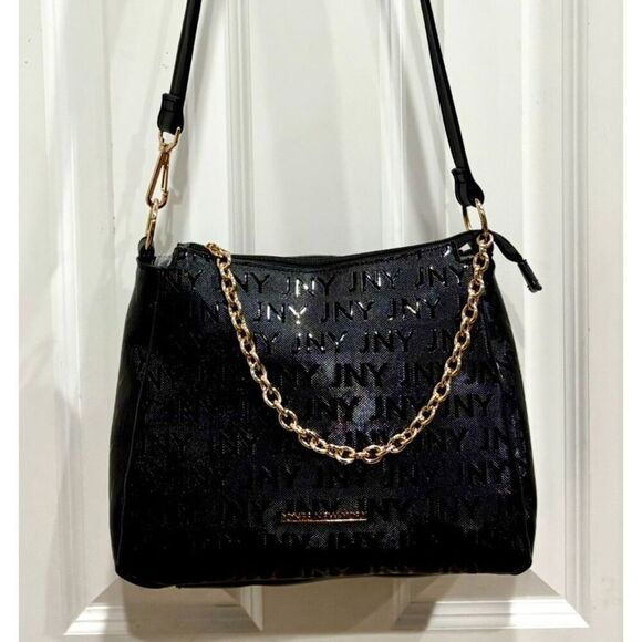 JONES NEW YORK - NWOT "Mabel" Signature Faux Leather Crossbody/Gold Chain Detail - Picture 4 of 15